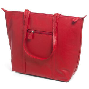 Red Carolina Leather Tote Handbag